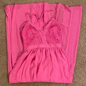 No Boundaries Vibrant Pink Lace Dress
